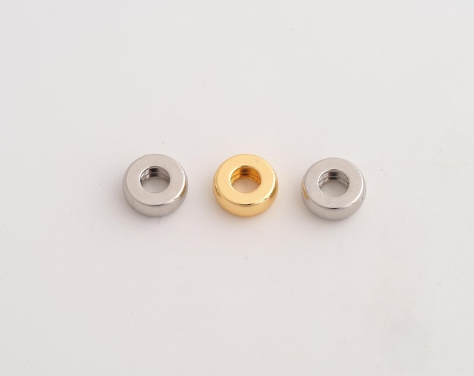 10 pcs Gold Round Flat Beads,18K Gold Filld Disc Beads,for DIY Jewelry Making Supplies,8x3.3mm Hole 3.8mm