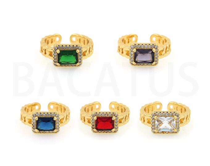 18K Gold Filled Square Ring,Gold Dainty CZ Open Ring,Simple Ring,Gift for Her