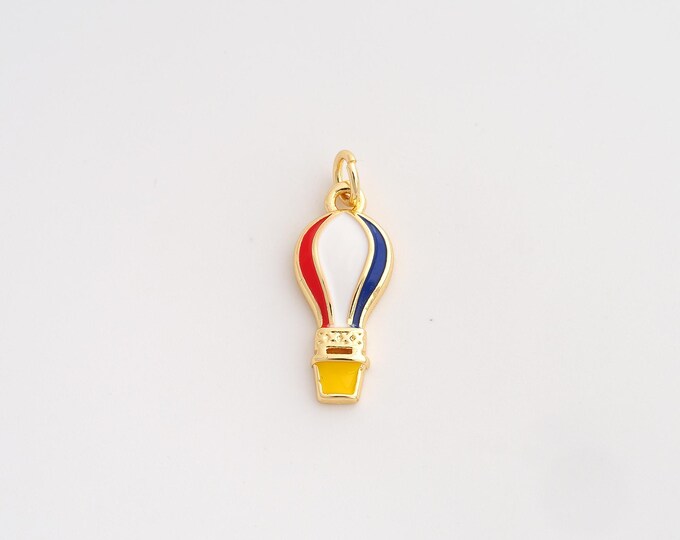 18K Gold Filled Hot Air Balloon Charm,Dainty Enamel Hot Air Balloon Pendant,Hot Air Balloon Pendant ,DIY Jewelry Supplies,23.8x8.8x2.7mm