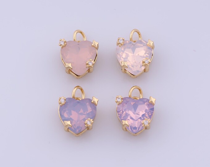 Heart Pendant,18K Gold Filled Love Necklace, Micropavé CZ Star Pendant, DIY jewelry Making Accessories,14.3x10.5x7.5mm