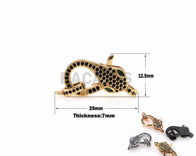 Gold Filled Cubic Zirconia Snake-Shaped Lobster Empty Spring Empty DIY Bracelet Necklace Making Accessories Animal Snake Charm 12.5x29x7mm