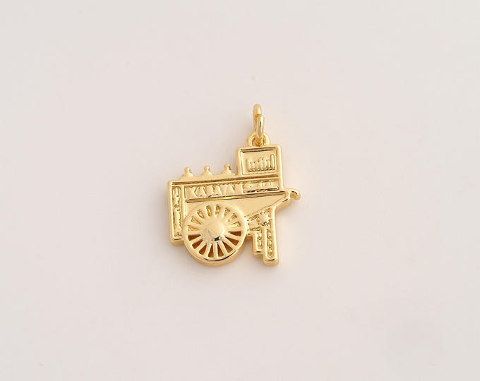 18K Gold Filled Street Cart Charm,Dainty Cart Pendant,Street Cart Pendant ,DIY Jewelry Supplies,20.8x16.4x2.5mm
