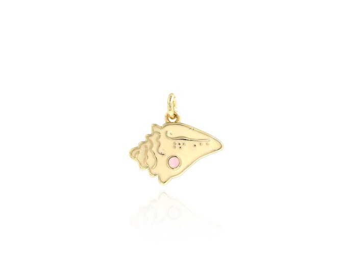 18K Gold Filled Shell Pendant,Conch Charms,Enamel Shell Charm Bracelet Necklace for DIY Jewelry Making Supply,13.5x14x2.2mm
