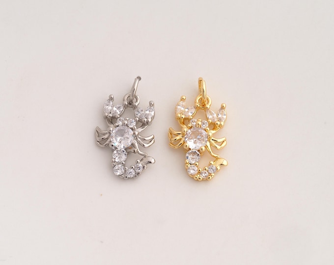 18K Gold Filled Scorpion Charm,Dainty Animal Pendant,CZ Scorpion Pendant ,DIY Jewelry Supplies,19.3x11.5x3.7mm