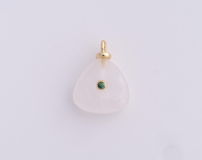 White Agate Pendant,18K Gold Filled Natural Stone Necklace,Stone Pendant, DIY jewelry Making Accessories,20x15x5.6mm
