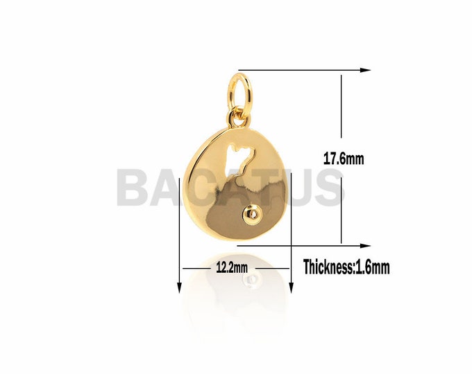 1pcs Round Heart Necklace,Love Valentine's Day Friendship Pendant,Gold Plated Findings 17.6x12.2x1.6mm