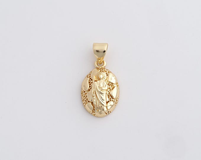 18K Gold Filled Saint Jude Pendant,Gold Dainty St.Juda Charms,Religion Charm Bracelet Necklace for DIY Jewelry Making Supply,21.8x10.6x4mm