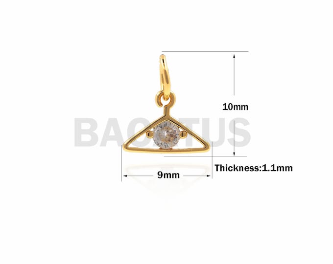 1PCS Hanger Pendant, Mini Hanger Pendant, CZ Hanger Necklace, Hanger Not, DIY Jewelry Making Supplies 10x9x1.1mm