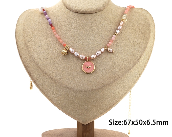 18K Gold Filled Enamel Necklace,Tail Chain Necklace,Lobster Clasp Necklace,pearl necklace,Gift for Her