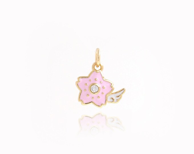 Enamel Flower Charms,18K Gold Filled Wings Pendant,Pentagram Charm Bracelet Necklace for DIY Jewelry Making Supply,15x12.3x2.5mm