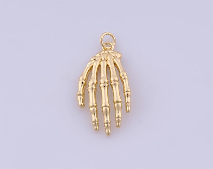 Skeleton Hand Pendant,18K Gold Filled Skeleton Necklace,Hand Bone Pendant, DIY jewelry Making Accessories,31.7x15x3.7mm