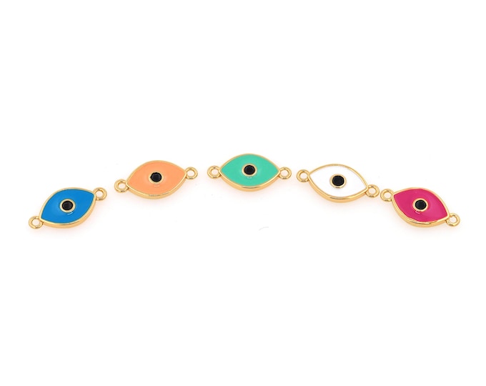 18K Gold Filled Devil Eye Connector,Gold Dainty Eye Connector,Eye Connector Bracelet Necklace for DIY Jewelry Making Supply