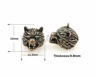 Perles tête de loup, bijoux DIY, bracelet tête de loup, collier tête de loup 14x11,2x9,8 mm