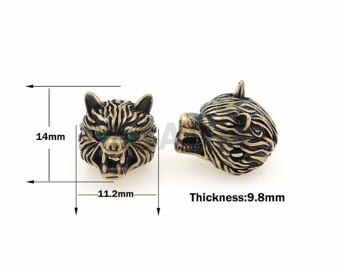 Wolf head beads, DIY beaded jewelry, wolf head bracelet, wolf head necklace 14x11.2x9.8mm