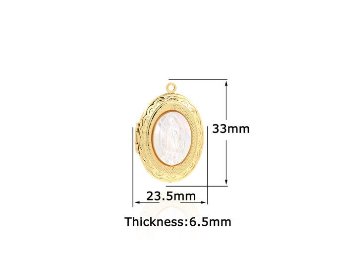 18K Gold Filled Photo Frame pendant,Gold Dainty Virgin Mary  Charms,Simple pendant Bracelet Necklace for DIY Jewelry Making Supply