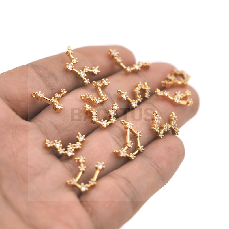 1PCS Twelve Constellation Connector Scorpio Charm Virgo Charm Suitable for Necklace Bracelet Connector 18K Cubic Zirconia Gold Filling image 9