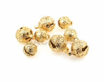 18k gold-plated Jingle bell pendant, antique gold bell pendant, the charm of bells, used to make necklace bracelets 1pcs