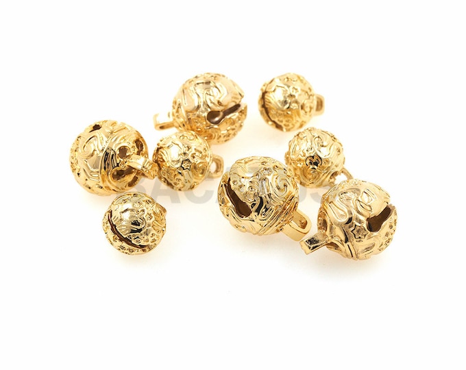 18k gold-plated Jingle bell pendant, antique gold bell pendant, the charm of bells, used to make necklace bracelets 1pcs