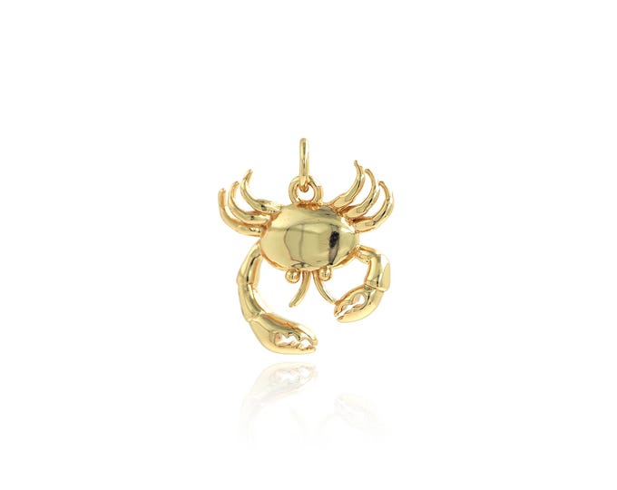 Crab Pendant,18K Gold Filled Marine Life Necklace,Crab Pendant, DIY jewelry Making Accessories,19.5x16.7x2.8mm
