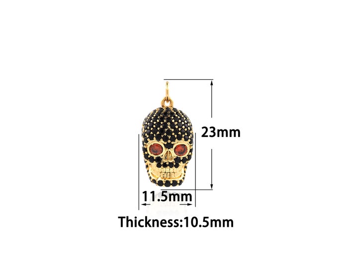 18K Gold Filled Skull Pendant,Gold Dainty Skull Charms,Simple pendant Bracelet Necklace for DIY Jewelry Making Supply