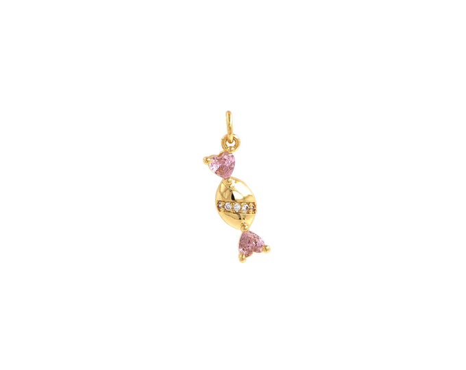 Candy Pendant,18K Gold Filled Candy Necklace, Micropavé CZ Candy Pendant, DIY jewelry Making Accessories,22.4x11x3mm