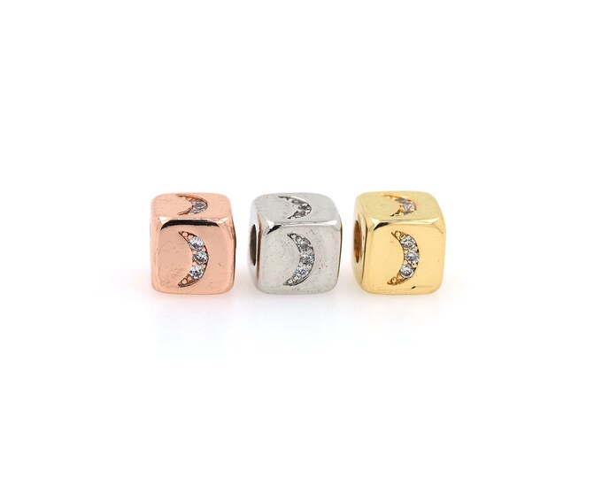 18K Gold Filled Moon Beads,Gold Square Beads,Moon Beads DIY Gold Jewelry Making Supply