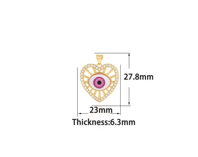 18K Gold Filled Devil Eye Pendant,Gold Dainty Eye Charms,Simple pendant Bracelet Necklace for DIY Jewelry Making Supply