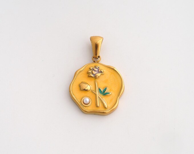 Stainless Steel Flower Pendant,Enamel Flower Charms,Flower Charms for DIY Jewelry Making Supply,27x17.8x3.6mm