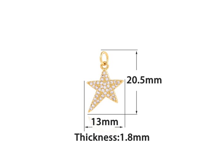 18K Gold Filled Star Pendant,Gold Dainty Star Charms,Simple pendant Bracelet Necklace for DIY Jewelry Making Supply