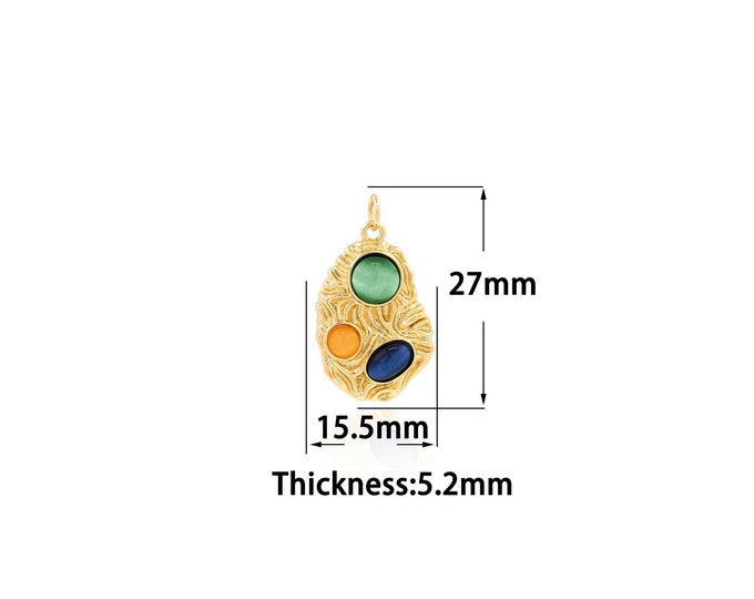 18K Gold Filled Oval Pendant,Gold Dainty Oval Charms,Simple pendant Bracelet Necklace for DIY Jewelry Making Supply