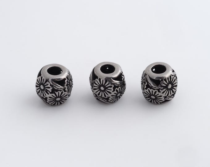 1 pcs Stainless Steel Retro Ball Spacer Beads,Silver Round Beads,Ball Beads DIY Bracelet Necklace Earrings Jewelry Making,9.6x9.4mm