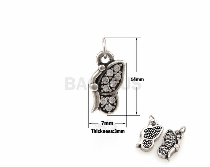 1PCS Antique Butterfly Pendant Insect Jewelry Applicable to Bracelet Necklace Jewelry Products Exquisite Pendant Jewelry Micro Shop 14x7x3mm