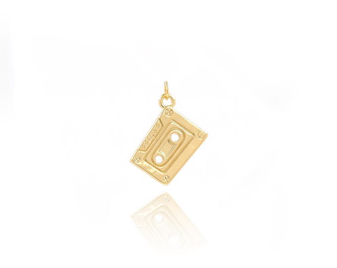 Tape Pendant,18K Gold Filled Tape Charm,Square Charms,DIY Jewelry Supplies,23.7x16.5x2.2mm