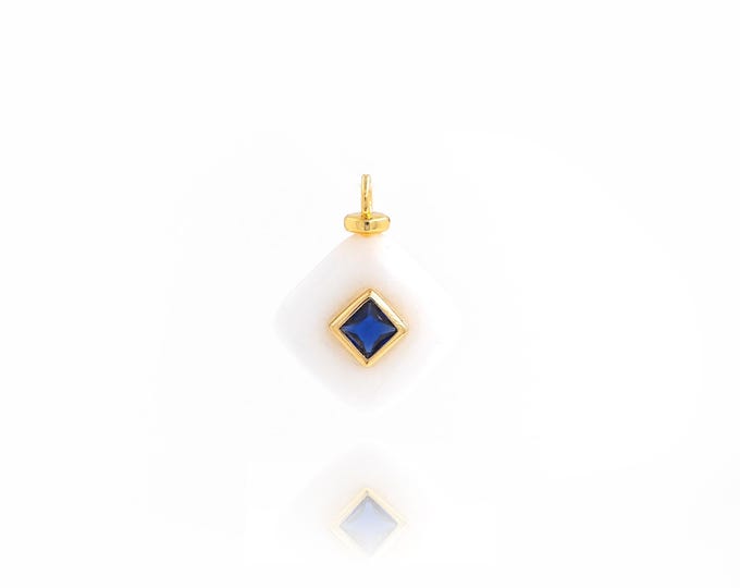 Natural Stone Pendant,18K Gold Filled Natural Stone Necklace,Square Shaped Pendant,DIY jewelry Making Accessories,21.5x16.5x6.5mm