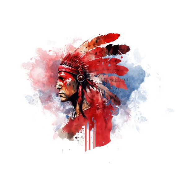 Native American headdress PNG, red feather headpiece, feather headdress sublimation, western feather waterslide, Indian PNG