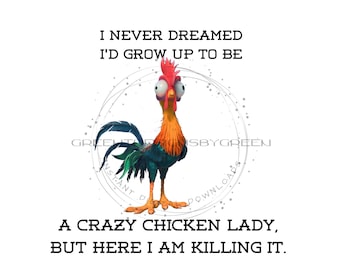 Crazy Huhn Lady Sublimation PNG - Lustiger Hahn Clipart - Druckbare JPG enthalten - Digital Download