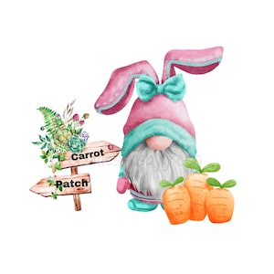 Digital Download PNG file-Easter Clipart-Easter Gnome PNG-"Carrot Patch" sublimation-Gnome PNG download- Easter sublimation - Gnome clipart