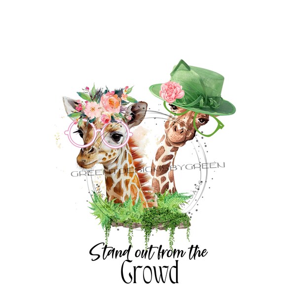 Giraffe PNG download, funny giraffe clipart "Stand out from the crowd" tractor sublimation, farm life PNG, tractor Png, giraffe sublimation.