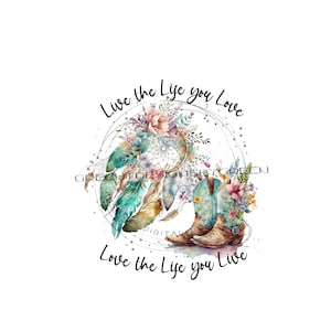 Dreamcatcher & Cowboy boots PNG, with rustic feather, wildflowers and cowboy boot PNG, dreamcatcher Png, Western clipart, Indian BoHo PNG.