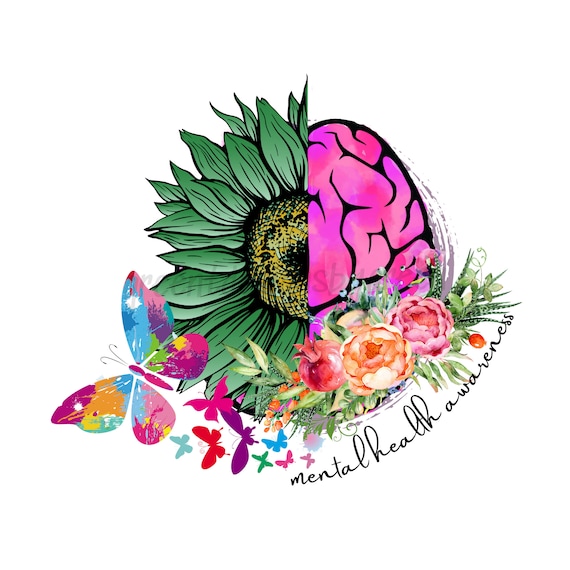 Mental Health Awareness Png Flower & Human Brain Clipart Etsy