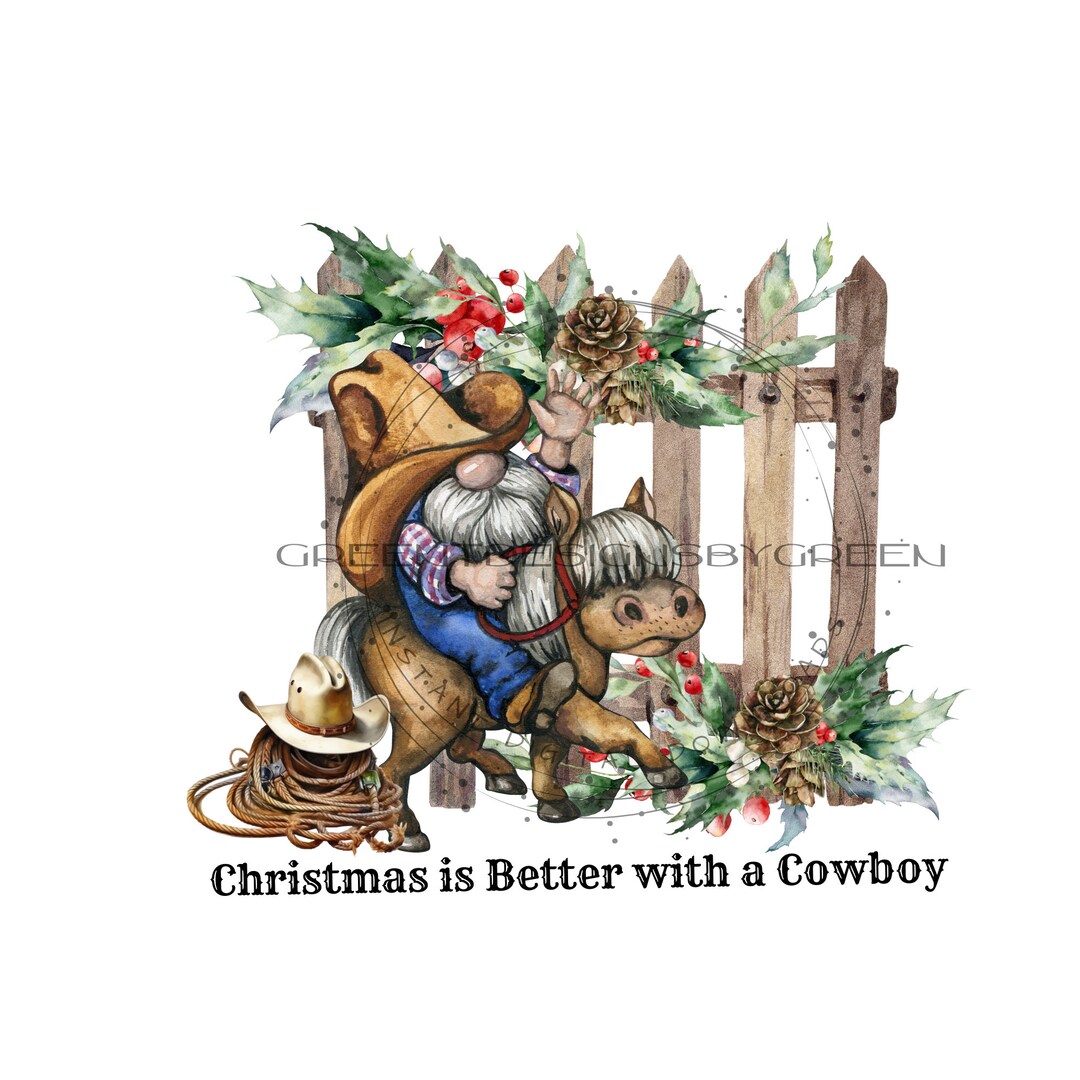 Western Christmas Cowboy Clipart, Ranch Life Sublimation Design ...