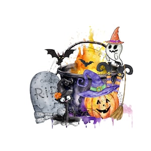 Double, double toil and trouble, fire burn and cauldron bubble clipart - whimsical halloween characters - sublimation PNG - digital download