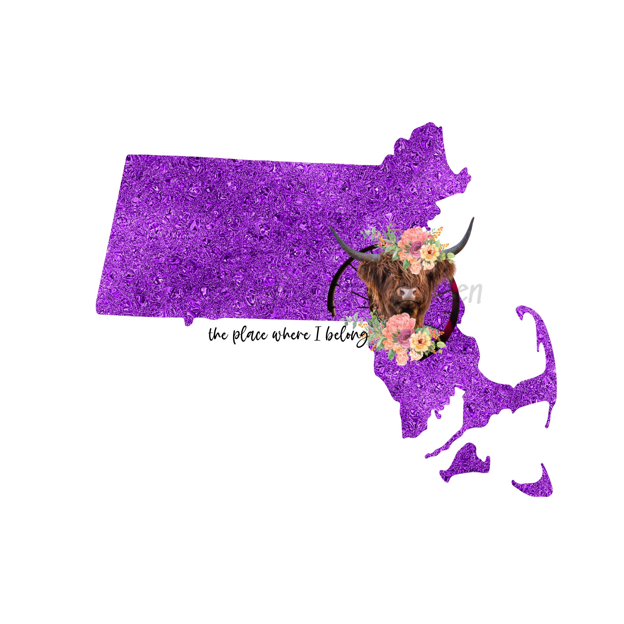 Massachusetts State Map State Map Sublimation US State Map Etsy