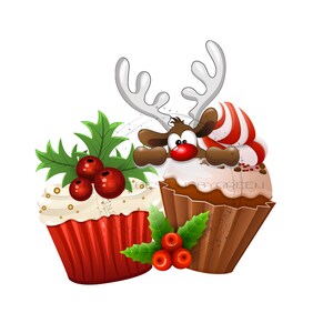Urlaub Rentier Cupcake Sublimation PNG - Festliches Spaß Weihnachtsdesign - Digitaler Download