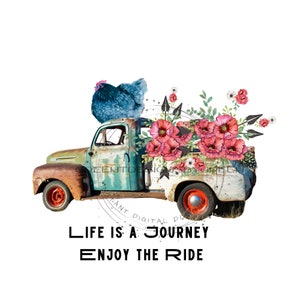 Rustic farm PNG, farm waterslide, western sublimation, chicken clipart, floral PNG, &quot;Life is a Journey, enjoy the Ride&quot;