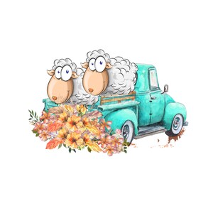 Sheep PNG, digital download PNG, sheep sublimation, vintage truck PNG, sheep clipart, western sublimation, farm sublimation, truck clipart.