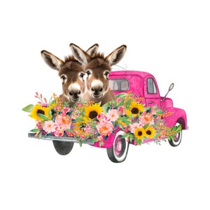 Esel PNG, Vintage LKW-Sublimation, Frühlingscliparts, Bauernhoftier-Sublimation, Esel-Sublimation, LKW-PNG, LKW-Sublimation, Esel PNG