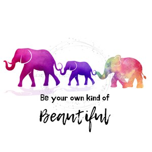 Elefante PNG, arte elefante arcobaleno, circo PNG, sublimazione elefante, clipart asilo nido, elefante da circo PNG "Sii il tuo tipo di Bellezza".
