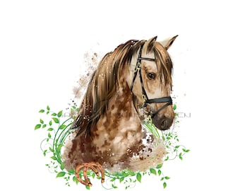 Rustic Horse PNG, Watercolor Clipart (Digital Download)