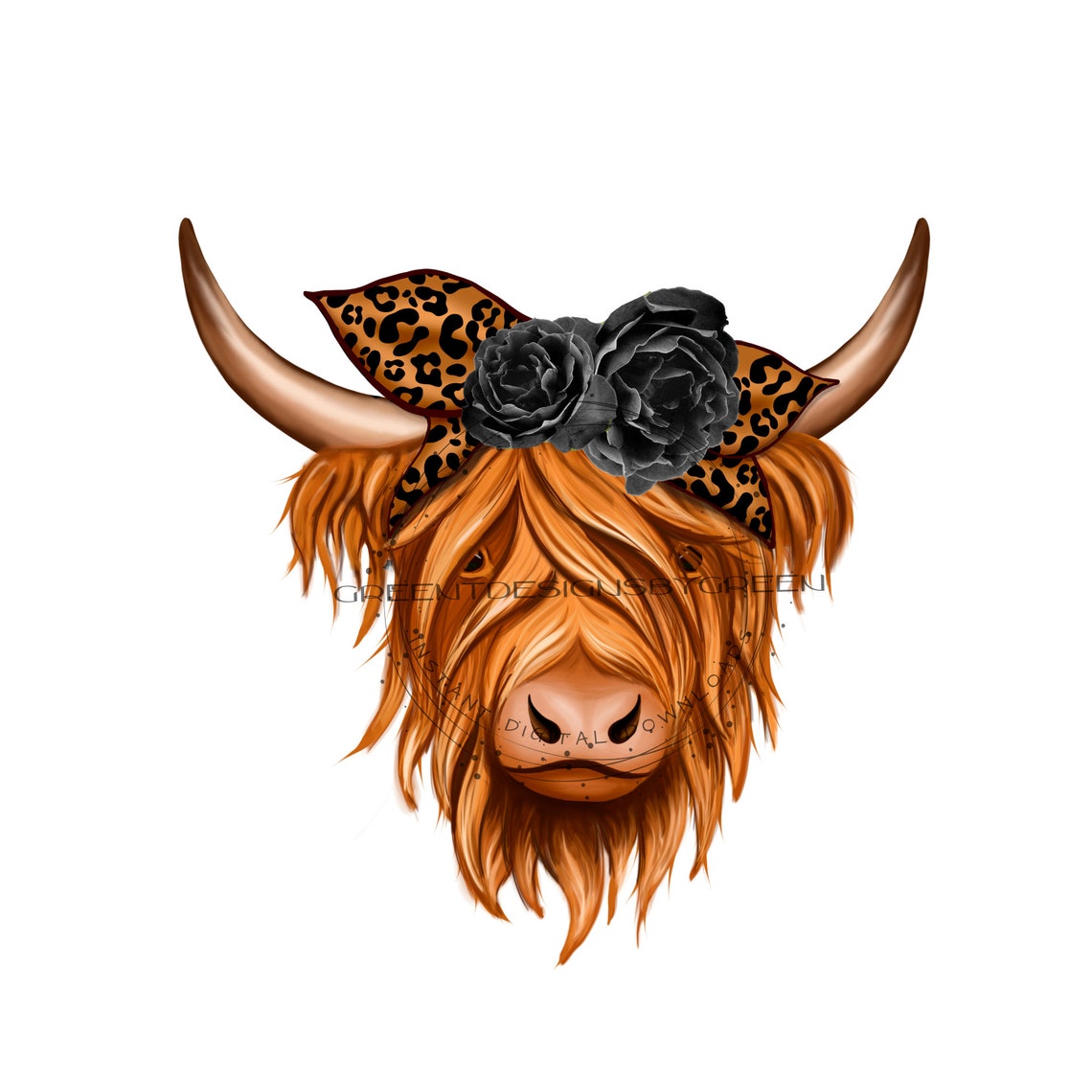 Long Hair Cow PNG Image Highland Cow Face Clipart Western - Etsy